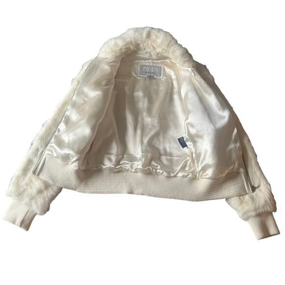 Wilsons Leather Maxima Women’s Collared Zip Up White Rabbit Fur Bomber Jacket M - Picture 4 of 8